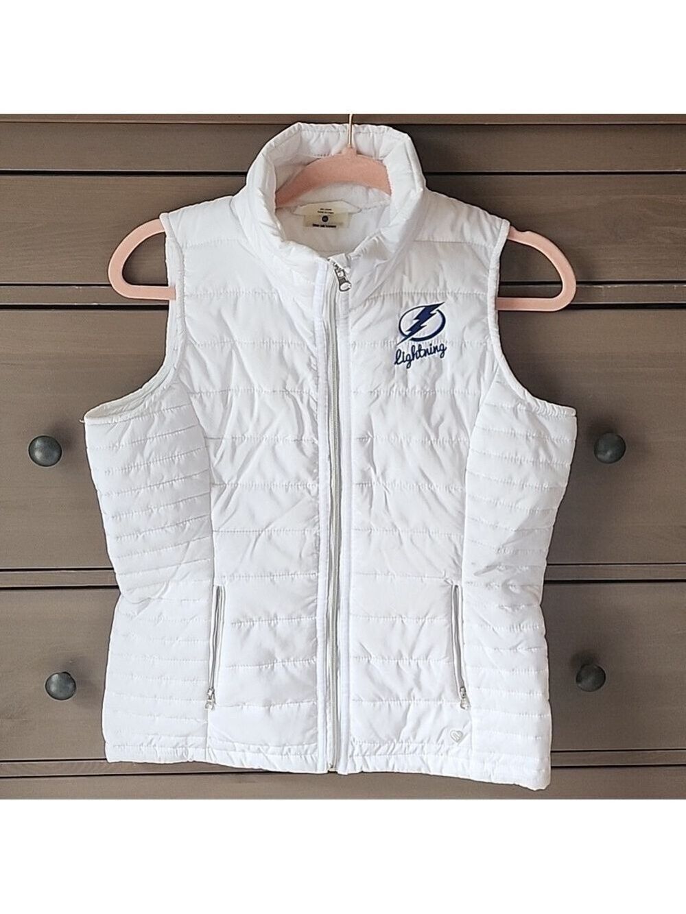 NHL TAMPA BAY LIGHTNING WOMENS WHITE PUFFER VEST JACKET SIZE M ,BY COLOSSEUM